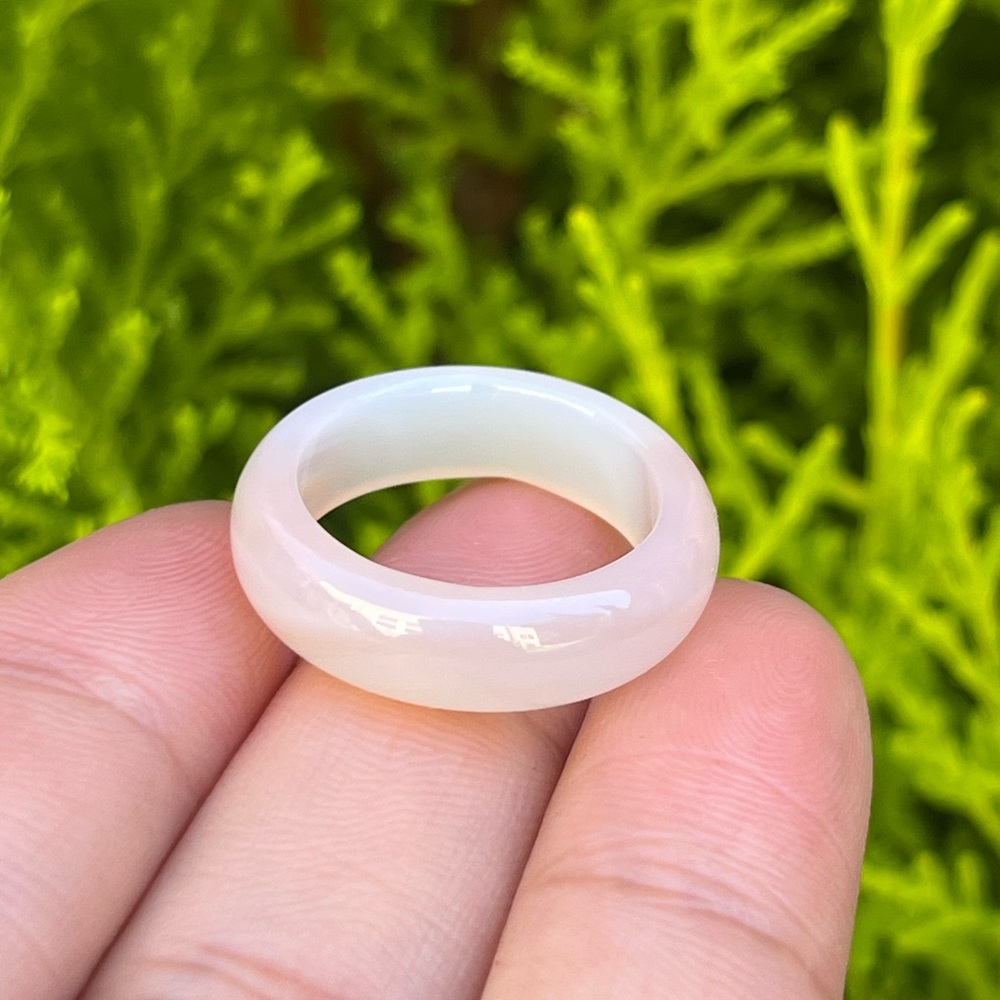Size 6.5 Sakura pink agate band ring